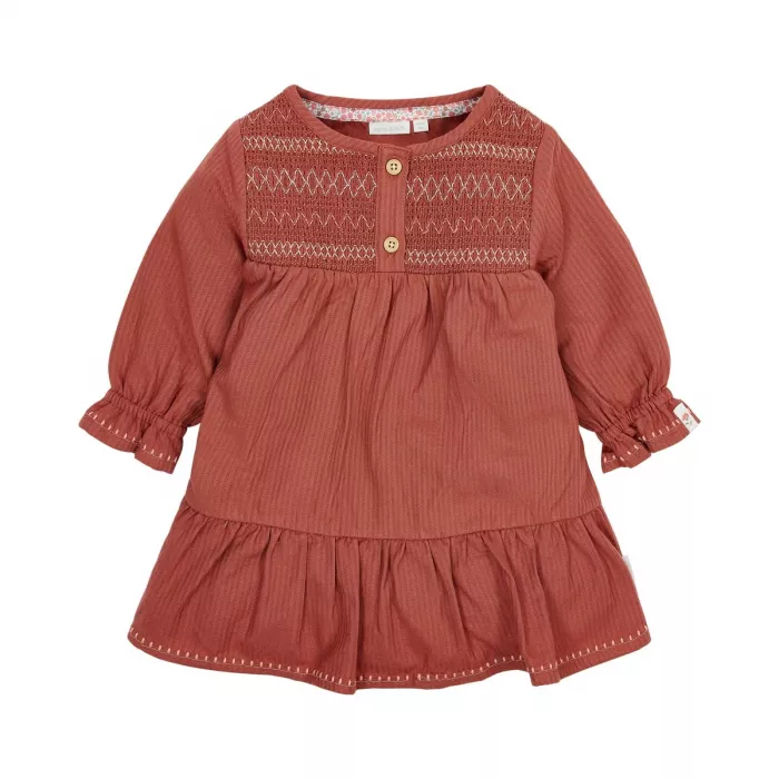 Rochita cu maneca lunga din bumbac organic - Deep Berry - Safari Friends - Little Dutch