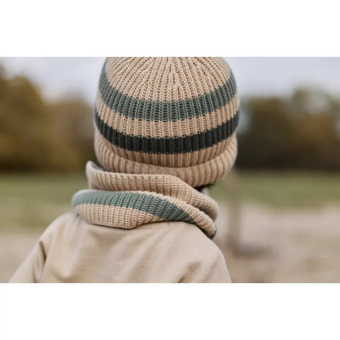 Caciula tricotata din bumbac organic - Safari Friends - Warm Taupe - Little Dutch