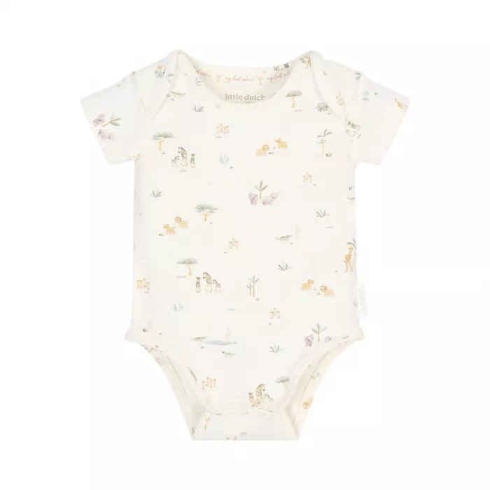 Body cu maneca scurta din bumbac organic - Little Safari - Safari Friends - Little Dutch