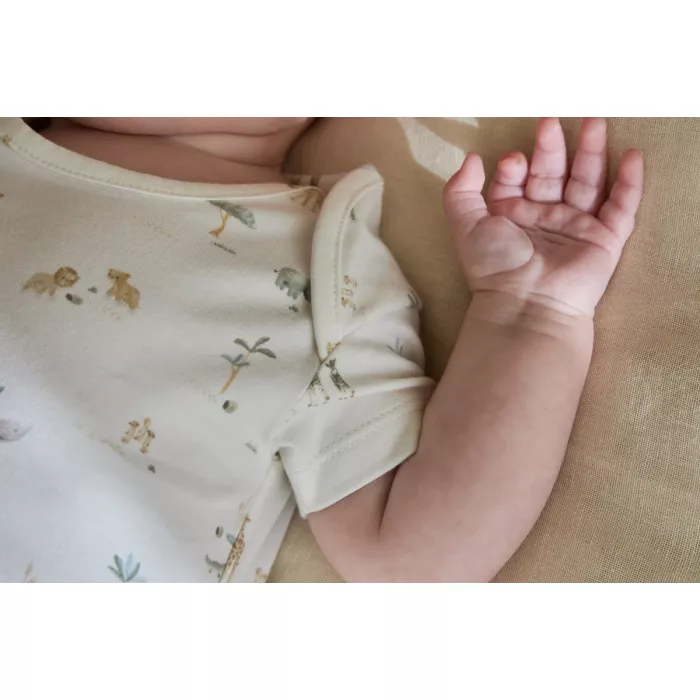 Body cu maneca scurta din bumbac organic - Little Safari - Safari Friends - Little Dutch