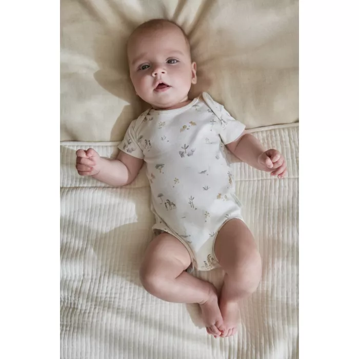 Body cu maneca scurta din bumbac organic - Little Safari - Safari Friends - Little Dutch