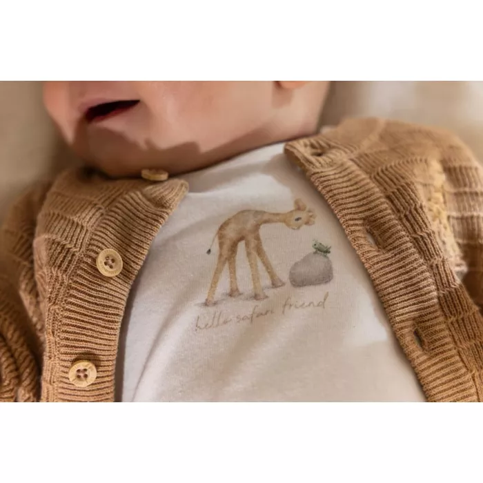 Cardigan din bumbac organic - Safari Friends - Soft Tan - Little Dutch