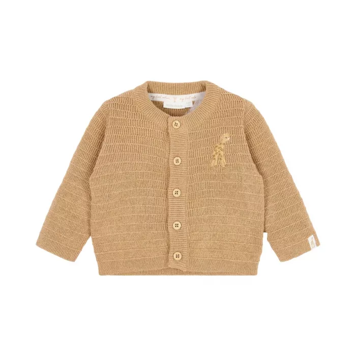 Cardigan din bumbac organic - Safari Friends - Soft Tan - Little Dutch