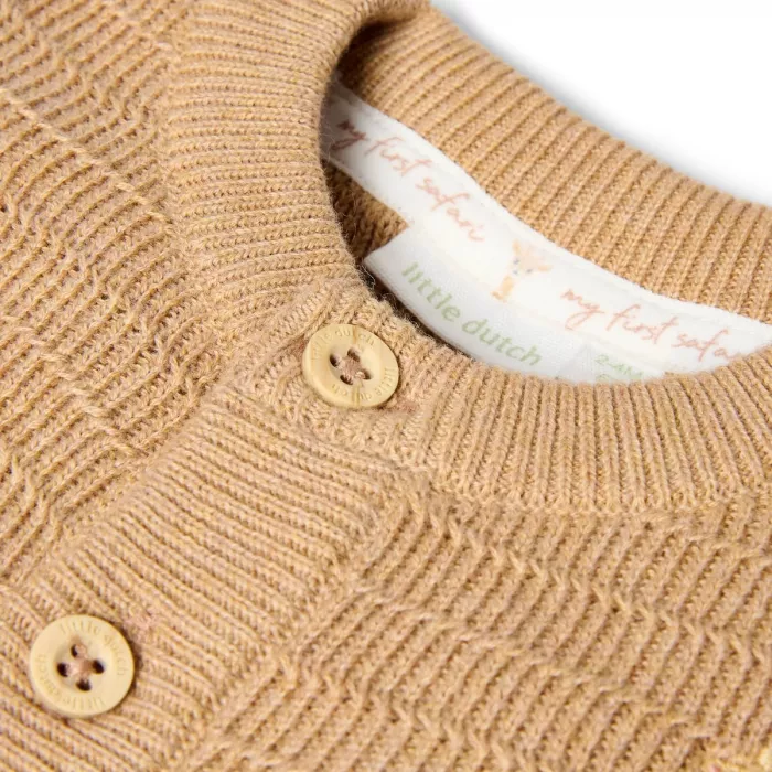 Cardigan din bumbac organic - Safari Friends - Soft Tan - Little Dutch