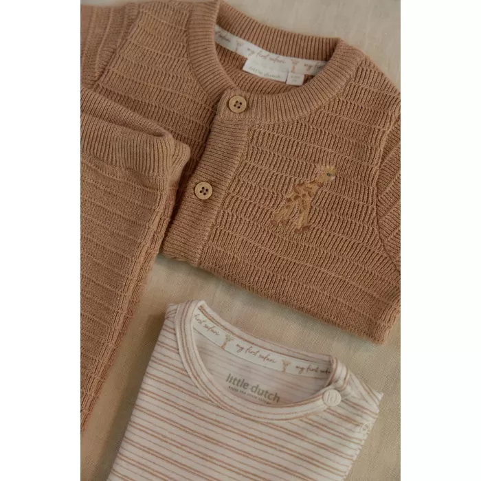 Cardigan din bumbac organic - Safari Friends - Soft Tan - Little Dutch