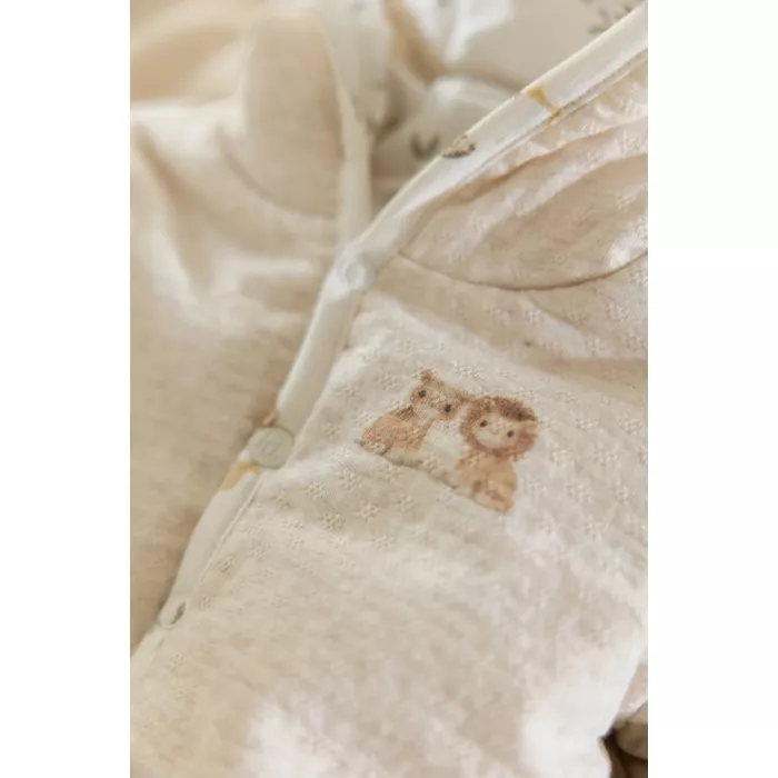Jacheta reversibila din bumbac organic - Safari Friends - Vanilla melee - Little Dutch