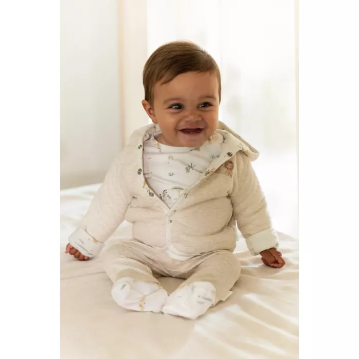 Jacheta reversibila din bumbac organic - Safari Friends - Vanilla melee - Little Dutch