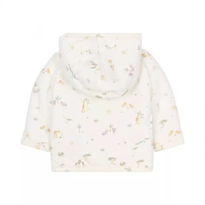 Jacheta reversibila din bumbac organic - Safari Friends - Vanilla melee - Little Dutch