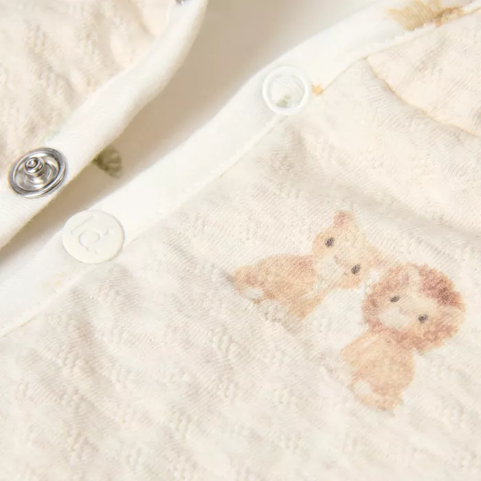 Jacheta reversibila din bumbac organic - Safari Friends - Vanilla melee - Little Dutch