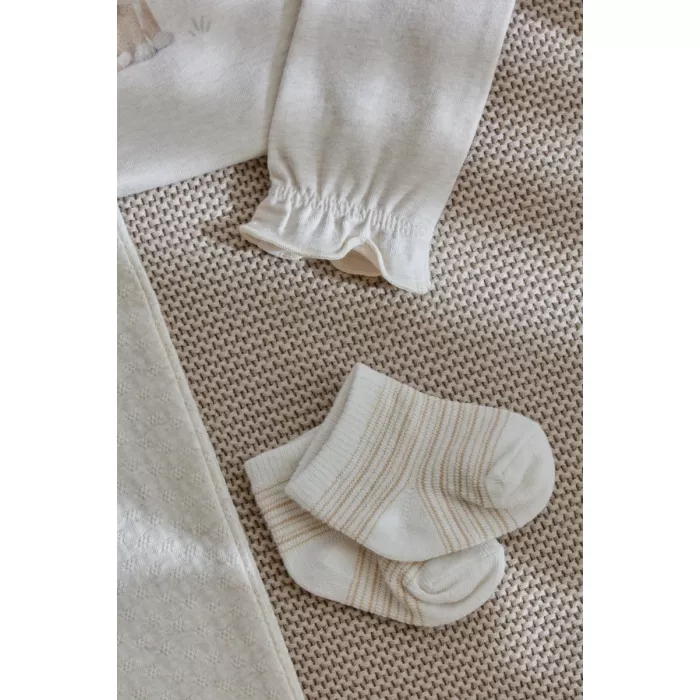 Pantaloni din bumbac organic - Safari Friends - Vanilla melee - Little Dutch