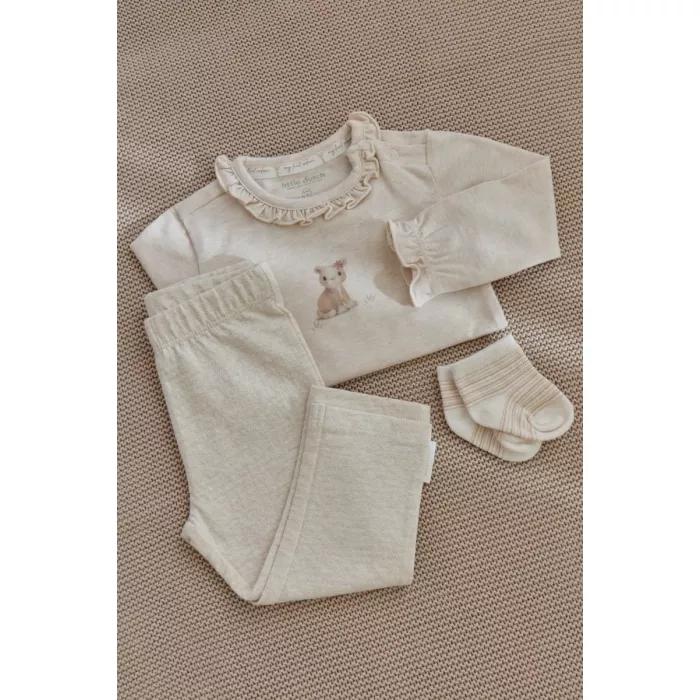 Pantaloni din bumbac organic - Safari Friends - Vanilla melee - Little Dutch