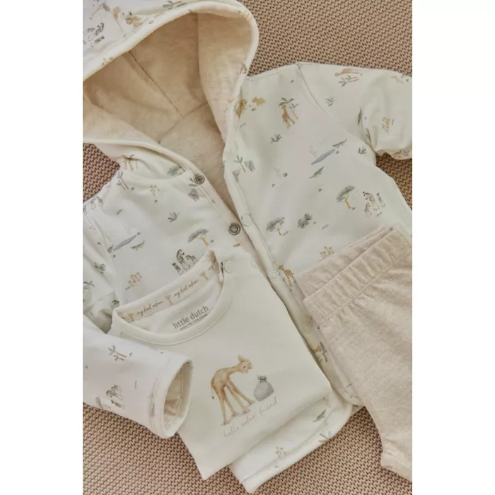 Pantaloni din bumbac organic - Safari Friends - Vanilla melee - Little Dutch