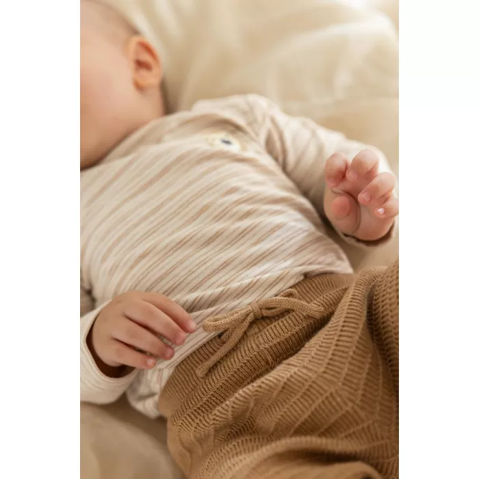 Pantaloni din tricot de bumbac organic - Safari Friends - Soft Tan - Little Dutch