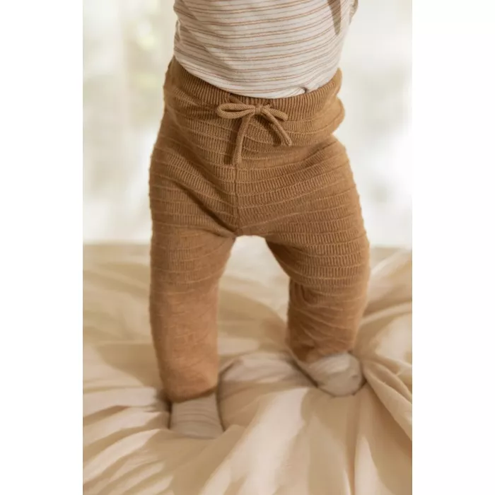 Pantaloni din tricot de bumbac organic - Safari Friends - Soft Tan - Little Dutch