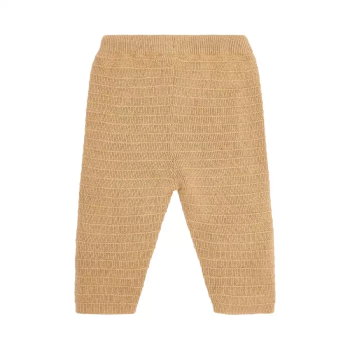 Pantaloni din tricot de bumbac organic - Safari Friends - Soft Tan - Little Dutch