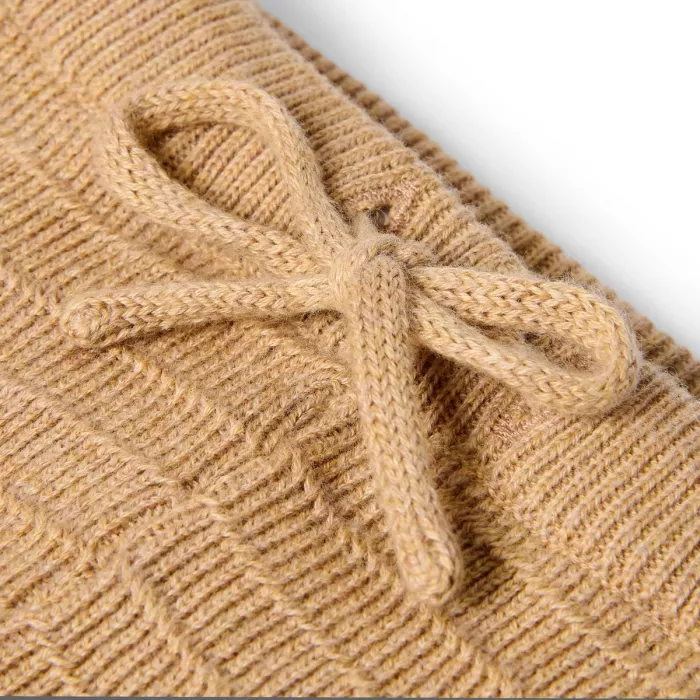 Pantaloni din tricot de bumbac organic - Safari Friends - Soft Tan - Little Dutch