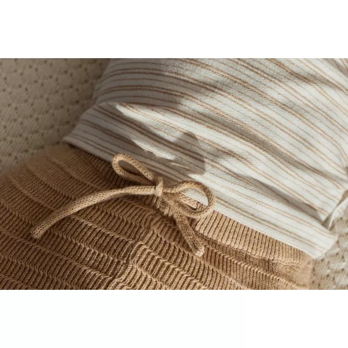 Pantaloni din tricot de bumbac organic - Safari Friends - Soft Tan - Little Dutch