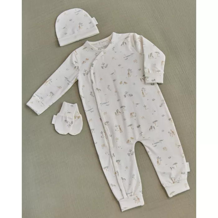 Salopeta din bumbac organic pentru copii - Safari Friends - Little Safari - Little Dutch