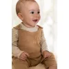 Salopeta pantalon tricotata din bumbac organic - Safari Friends - Soft Tan - Little Dutch