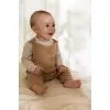 Salopeta pantalon tricotata din bumbac organic - Safari Friends - Soft Tan - Little Dutch