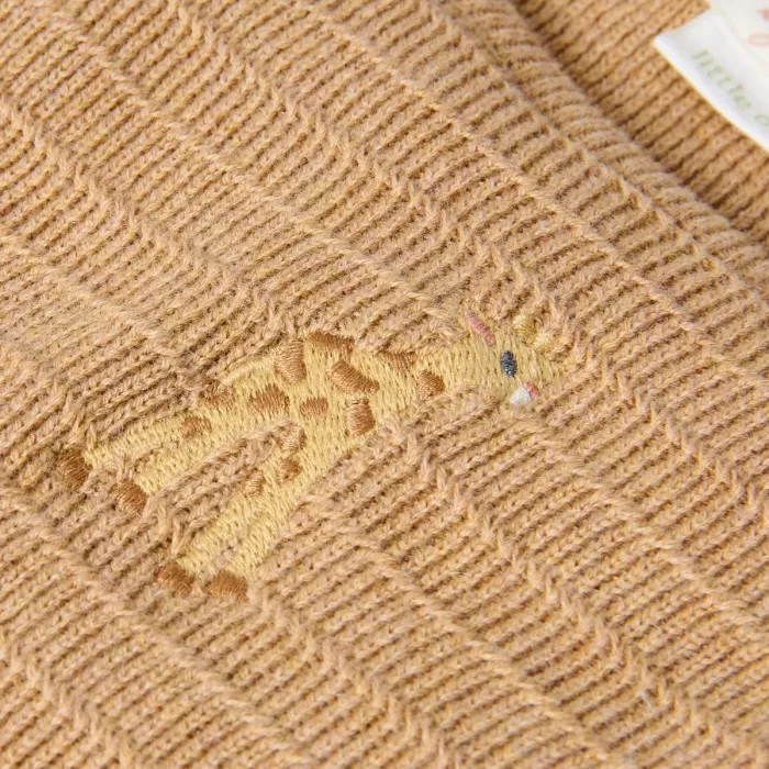 Salopeta pantalon tricotata din bumbac organic - Safari Friends - Soft Tan - Little Dutch
