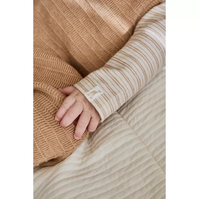 Salopeta pantalon tricotata din bumbac organic - Safari Friends - Soft Tan - Little Dutch