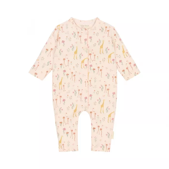 Salopeta din bumbac organic - Safari Flamingo - Pastel Rose - Little Dutch