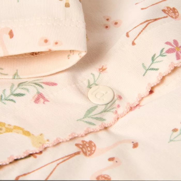 Salopeta din bumbac organic - Safari Flamingo - Pastel Rose - Little Dutch