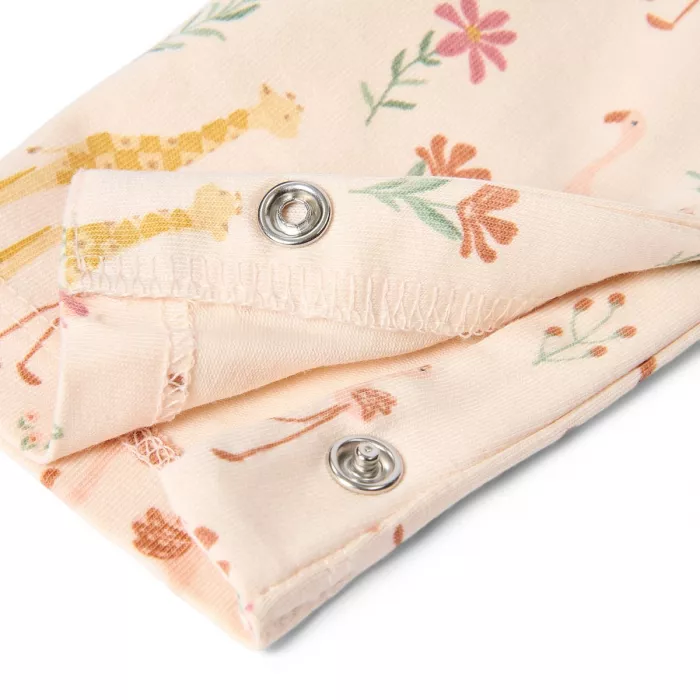 Salopeta din bumbac organic - Safari Flamingo - Pastel Rose - Little Dutch