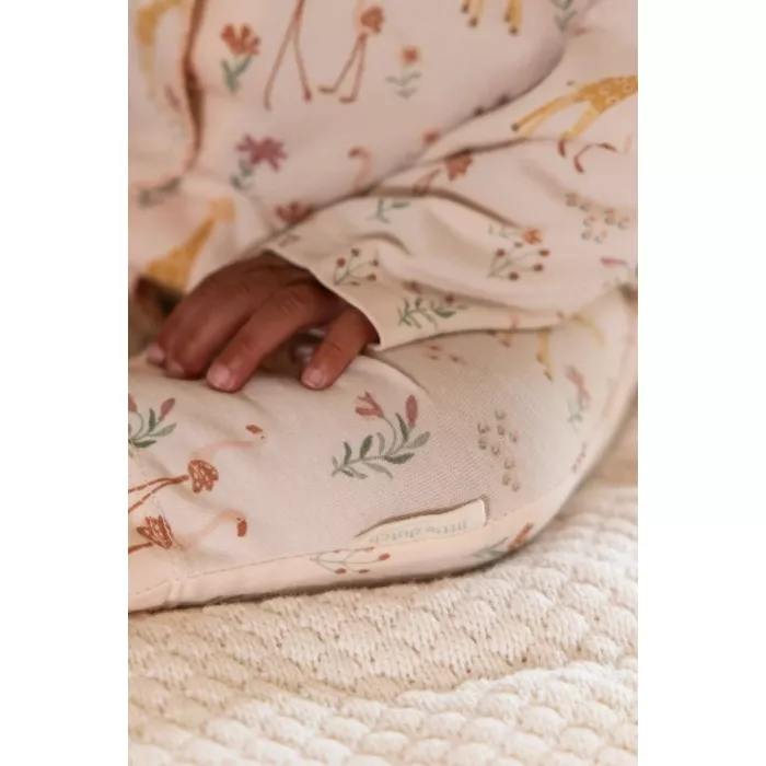 Salopeta din bumbac organic - Safari Flamingo - Pastel Rose - Little Dutch