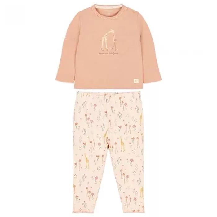 Pijama din bumbac organic - Safari Flamingo - Deep pink - Little Dutch