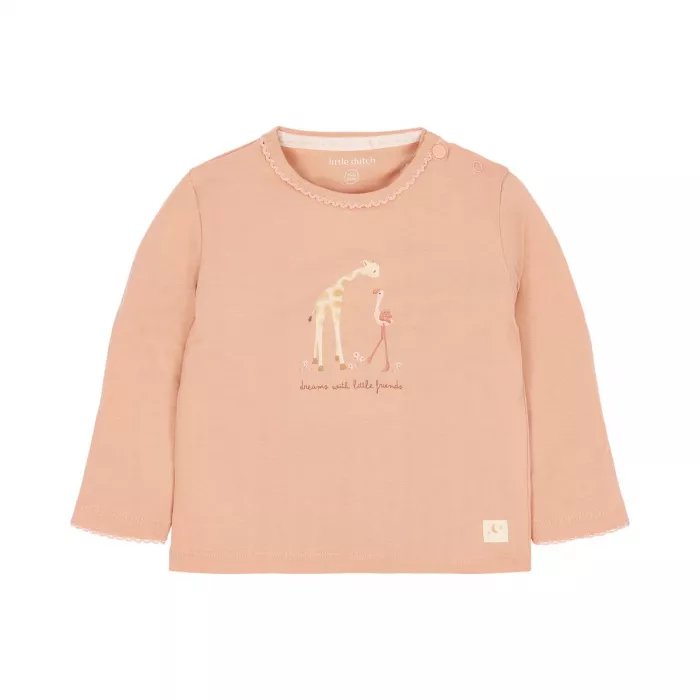 Pijama din bumbac organic - Safari Flamingo - Deep pink - Little Dutch