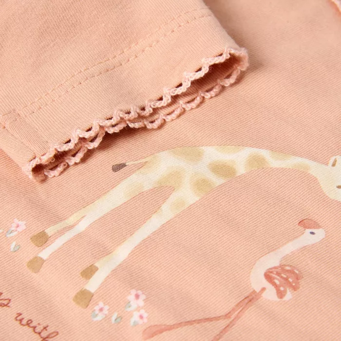 Pijama din bumbac organic - Safari Flamingo - Deep pink - Little Dutch