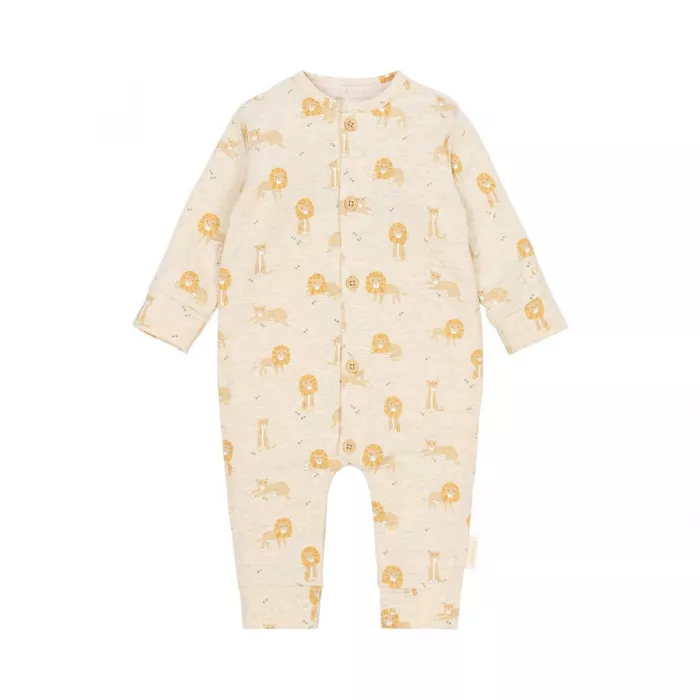 Pijama salopeta din bumbac organic - Safari Lion - Vanilla melee - Little Dutch