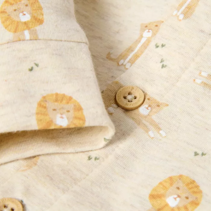 Pijama salopeta din bumbac organic - Safari Lion - Vanilla melee - Little Dutch