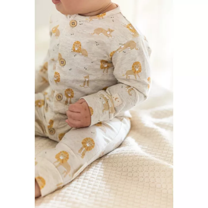 Pijama salopeta din bumbac organic - Safari Lion - Vanilla melee - Little Dutch