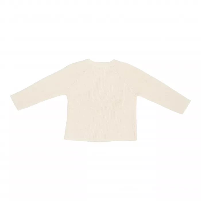 Cardigan tricotat petrecut din mix de lana pentru bebelusi - Soft White - Vintage Sunny Stripes - Little Dutch