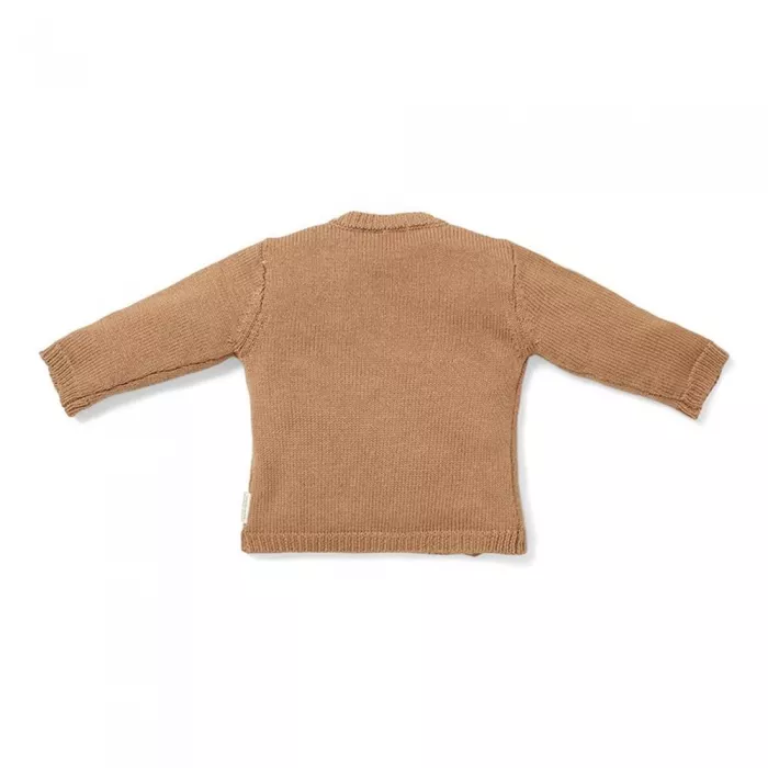 Cardigan tricotat petrecut din mix de lana pentru bebelusi - Brown - Little Dutch