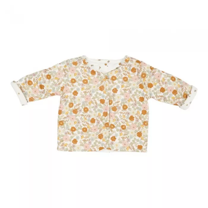 Jacheta din bumbac organic cu 2 fete - Vintage Little Flowers/White Blossom - Little Dutch