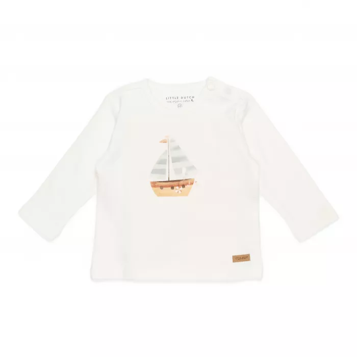 Tricou cu maneca lunga - Sailboat White - Little Dutch