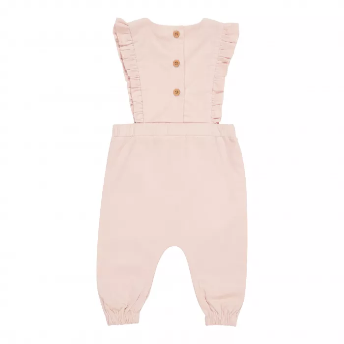 Salopeta din catifea de bumbac organic - Soft Pink - Vintage Little Flowers - Little Dutch