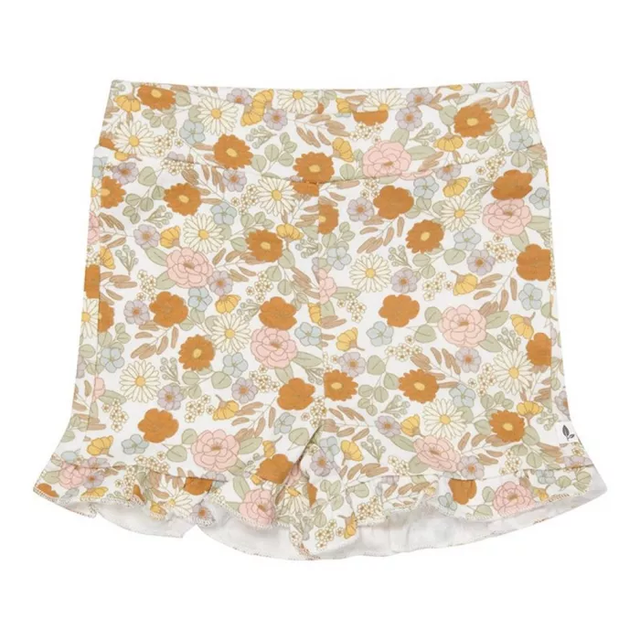 Pantaloni scurti cu volanase din bumbac organic - Vintage Little Flowers - Little Dutch