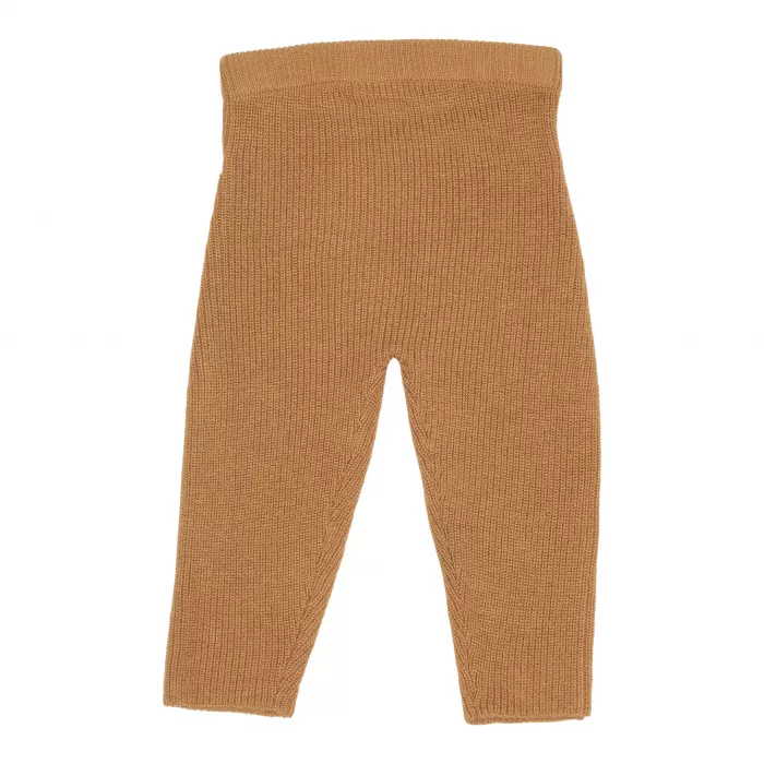 Pantaloni tricotati din mix de lana - Almond - Vintage Sunny Stripes - Little Dutch