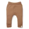 Pantaloni tricotati din mix de lana pentru bebelusi - Brown - Little Dutch