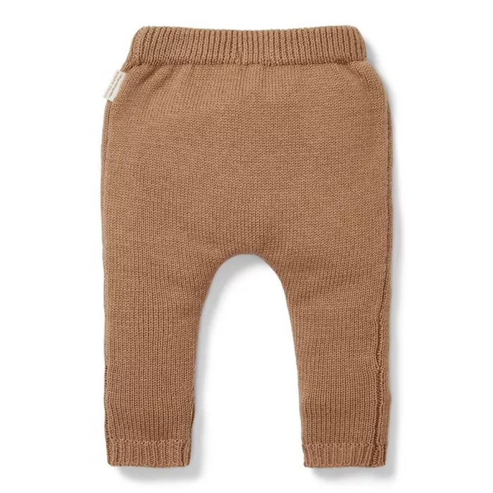 Pantaloni tricotati din mix de lana pentru bebelusi - Brown - Little Dutch