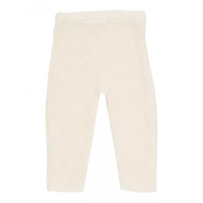 Pantaloni tricotati din mix de lana - Soft White - Vintage Sunny Stripes - Little Dutch