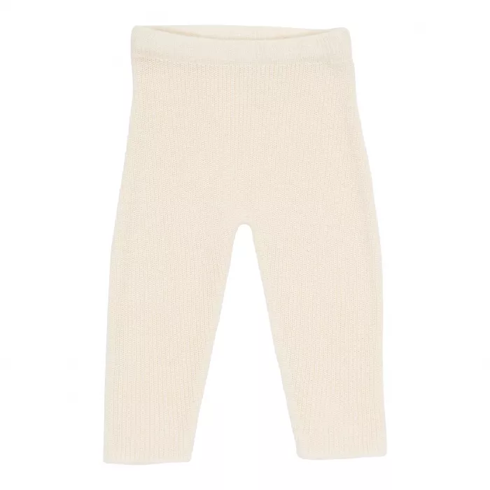Pantaloni tricotati din mix de lana - Soft White - Vintage Sunny Stripes - Little Dutch