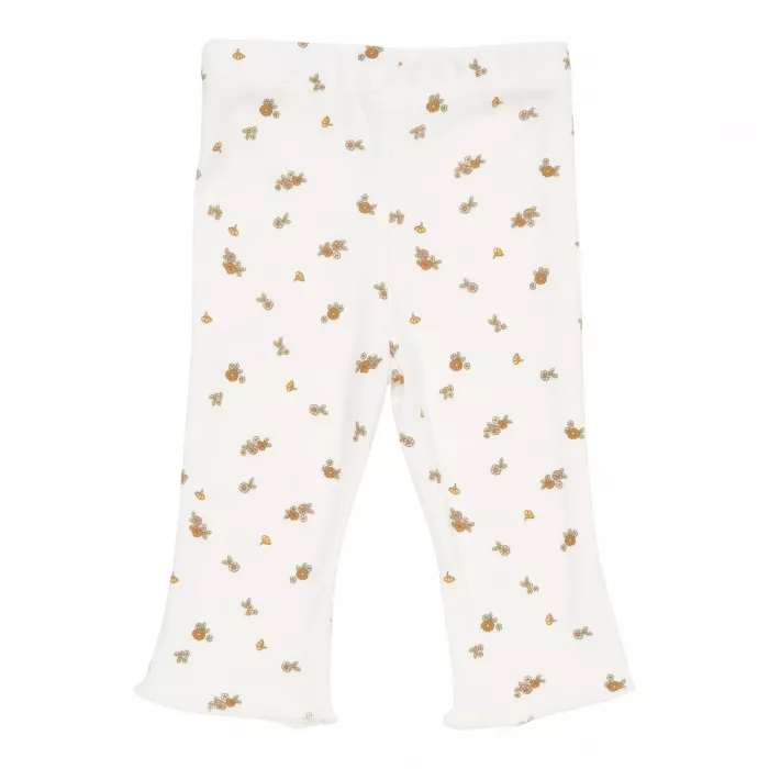 Pantaloni din bumbac organic evazati - White Blossom - Vintage Little Flowers - Little Dutch