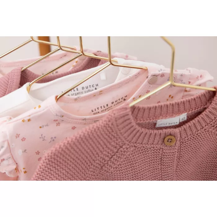 Salopeta tricotata pentru bebelusi - Vintage Pink - Little Pink flowers - Little Dutch