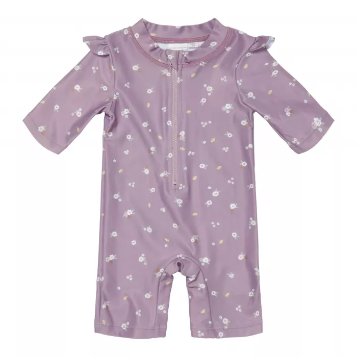 Costum de baie intreg cu protectie UV 50+ - Mauve Blossom - Little Dutch